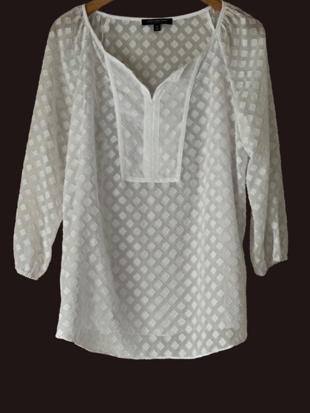 Super Cute Jones of New York Sheer White Top.